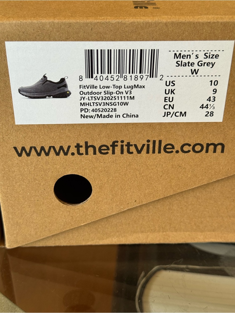 FitVille Low Top LugMax Outdoor Men's Slip-On Trekking Walking Shoes Slate Gray - Picture 6 of 11